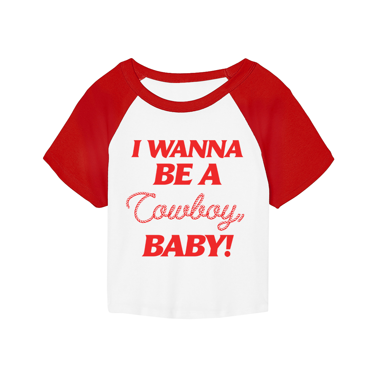 COWBOY RAGLAN BABY T-SHIRT (WHITE/RED)